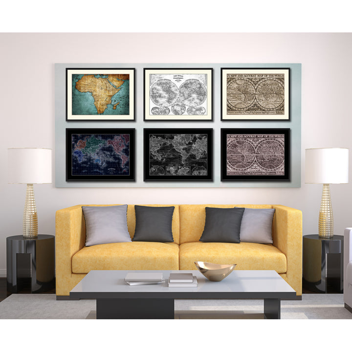 The World Vintage Sepia Map Canvas Print with Picture Frame Gifts  Wall Art Decoration Image 5
