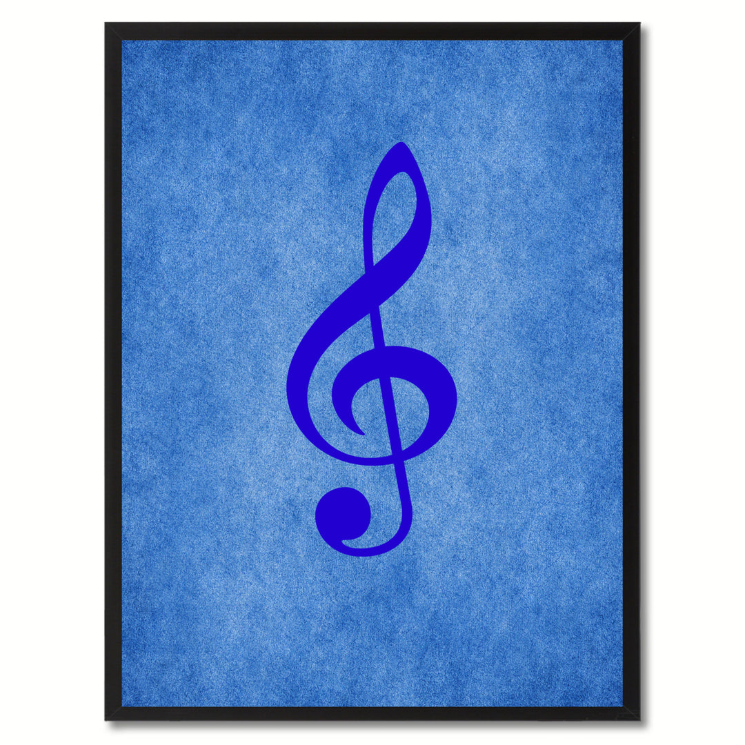Treble Music Blue Canvas Print Pictures Frame Office  Wall Art Gifts Image 1