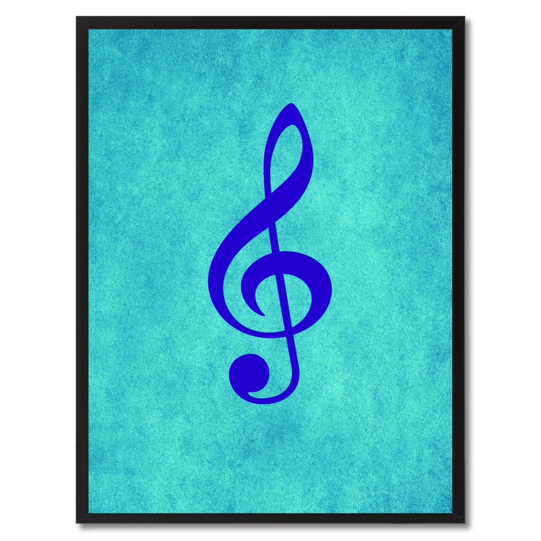 Treble Music Aqua Canvas Print Pictures Frame Office  Wall Art Gifts Image 1