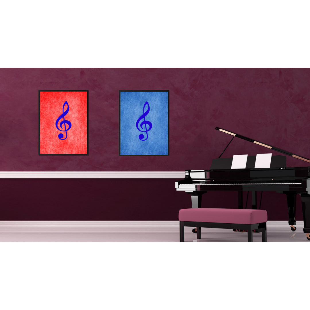 Treble Music Blue Canvas Print Pictures Frame Office  Wall Art Gifts Image 2
