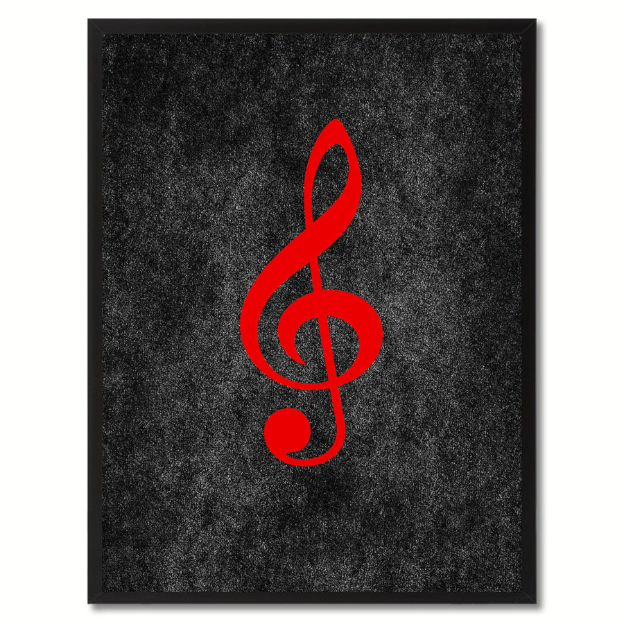 Treble Music Black Canvas Print Pictures Frame Office  Wall Art Gifts Image 1