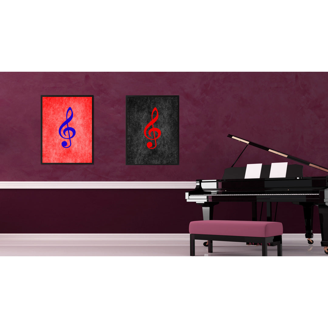 Treble Music Black Canvas Print Pictures Frame Office  Wall Art Gifts Image 2