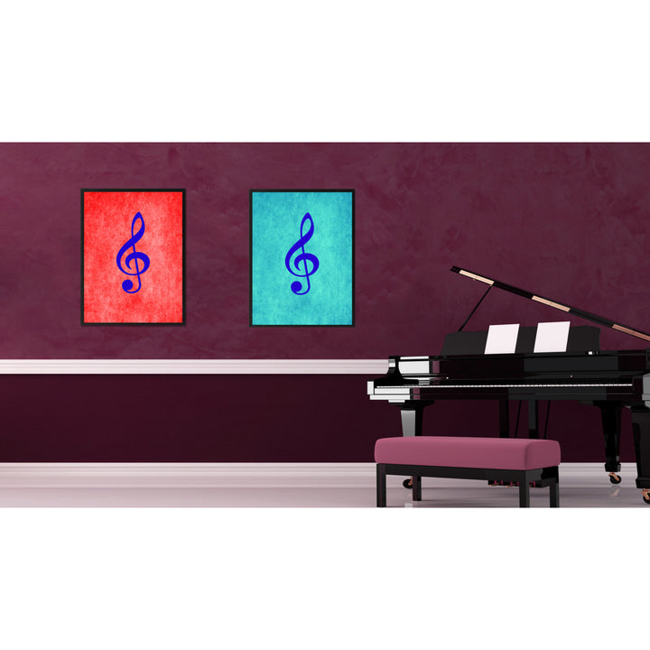 Treble Music Aqua Canvas Print Pictures Frame Office  Wall Art Gifts Image 2