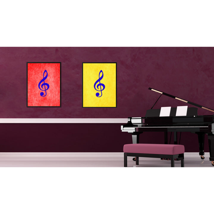 Treble Music Yellow Canvas Print Pictures Frame Office  Wall Art Gifts Image 2