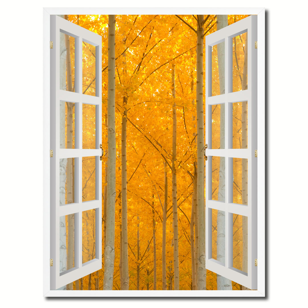 Trees Autumn Picture 3D French Window Canvas Print Gifts  Wall Frame Image 1