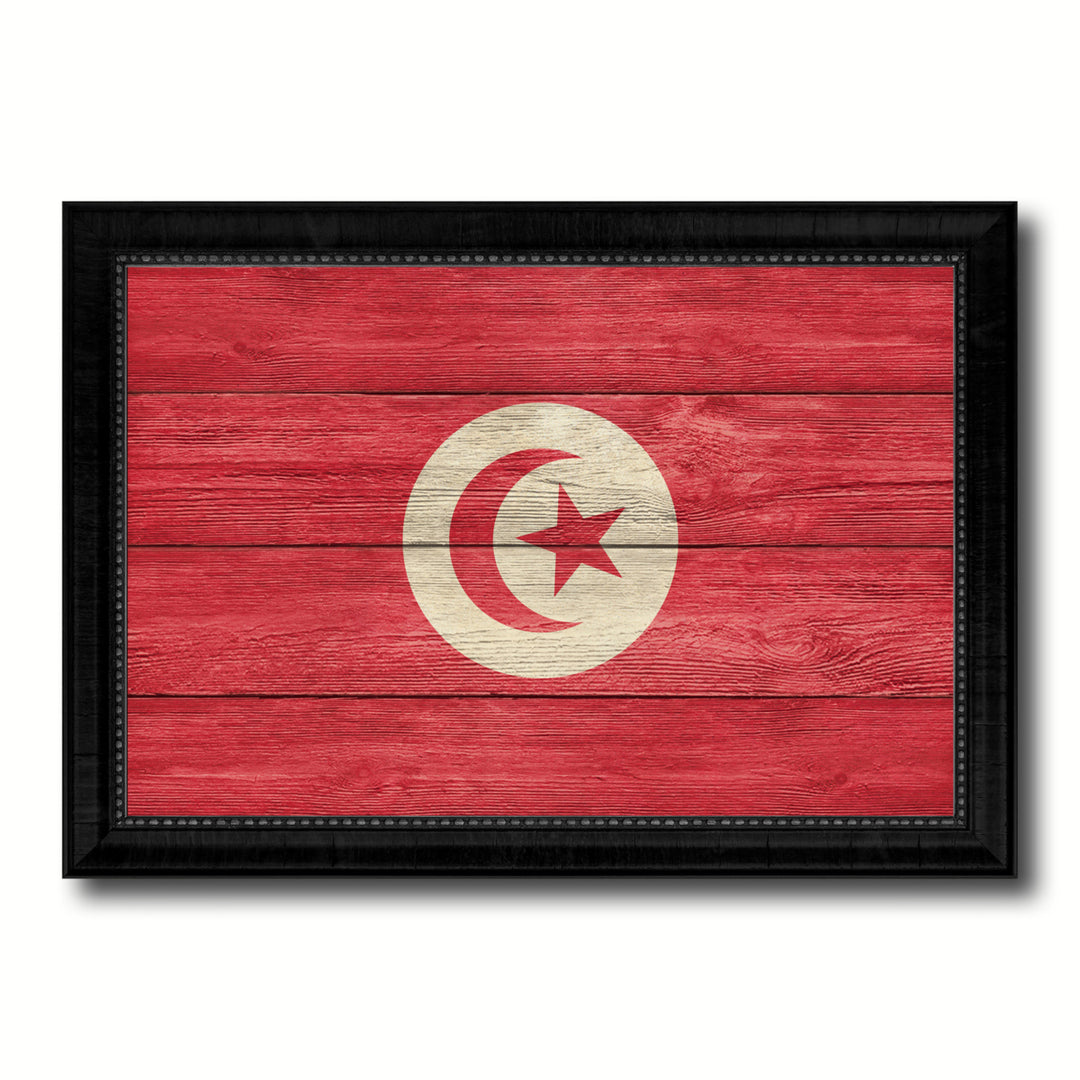 Tunisia Country Flag Texture Canvas Print with Picture Frame  Wall Art Gift Ideas Image 1