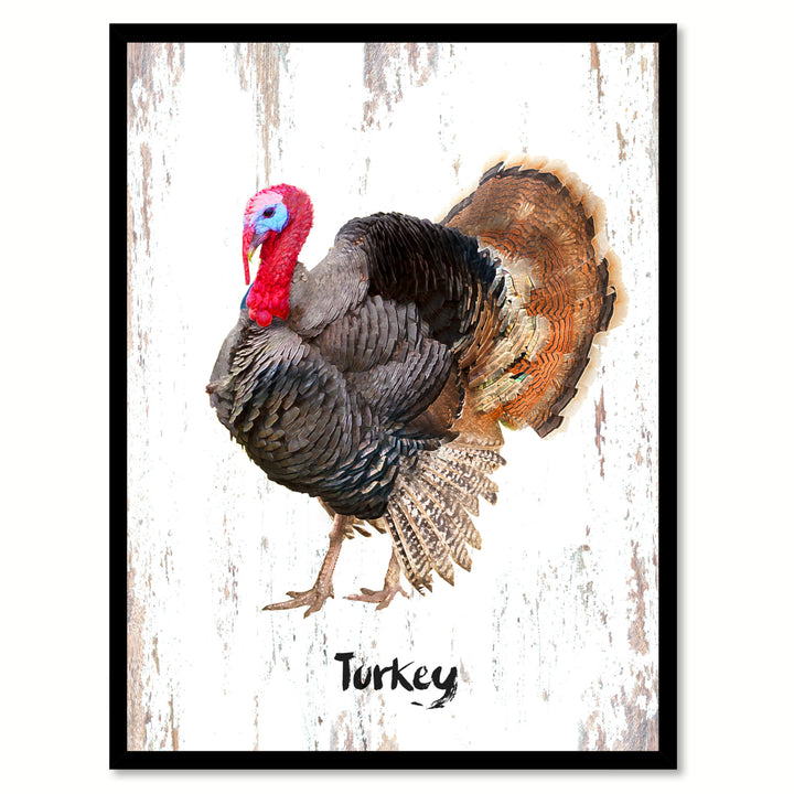 Turkey Bird Canvas Print with Black Picture Frame Gift Ideas  Wall Art Decoration Image 1