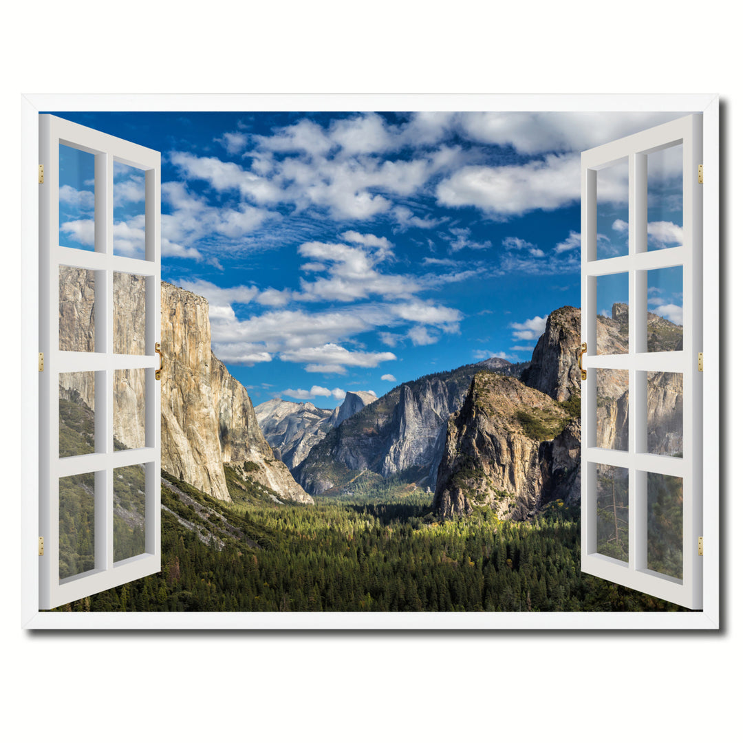 Tunnel Valley Yosemite Picture 3D French Window Canvas Print  Wall Frame Image 1