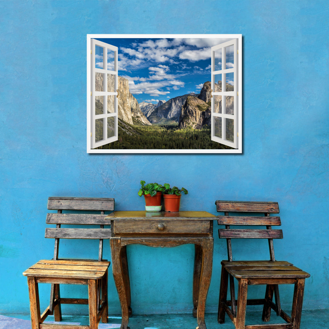 Tunnel Valley Yosemite Picture 3D French Window Canvas Print  Wall Frame Image 2
