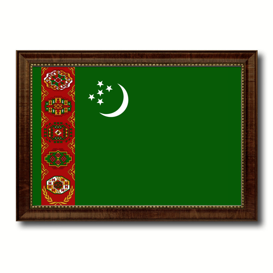 Turkmenistan Country Flag Canvas Print with Picture Frame  Gifts Wall Image 1