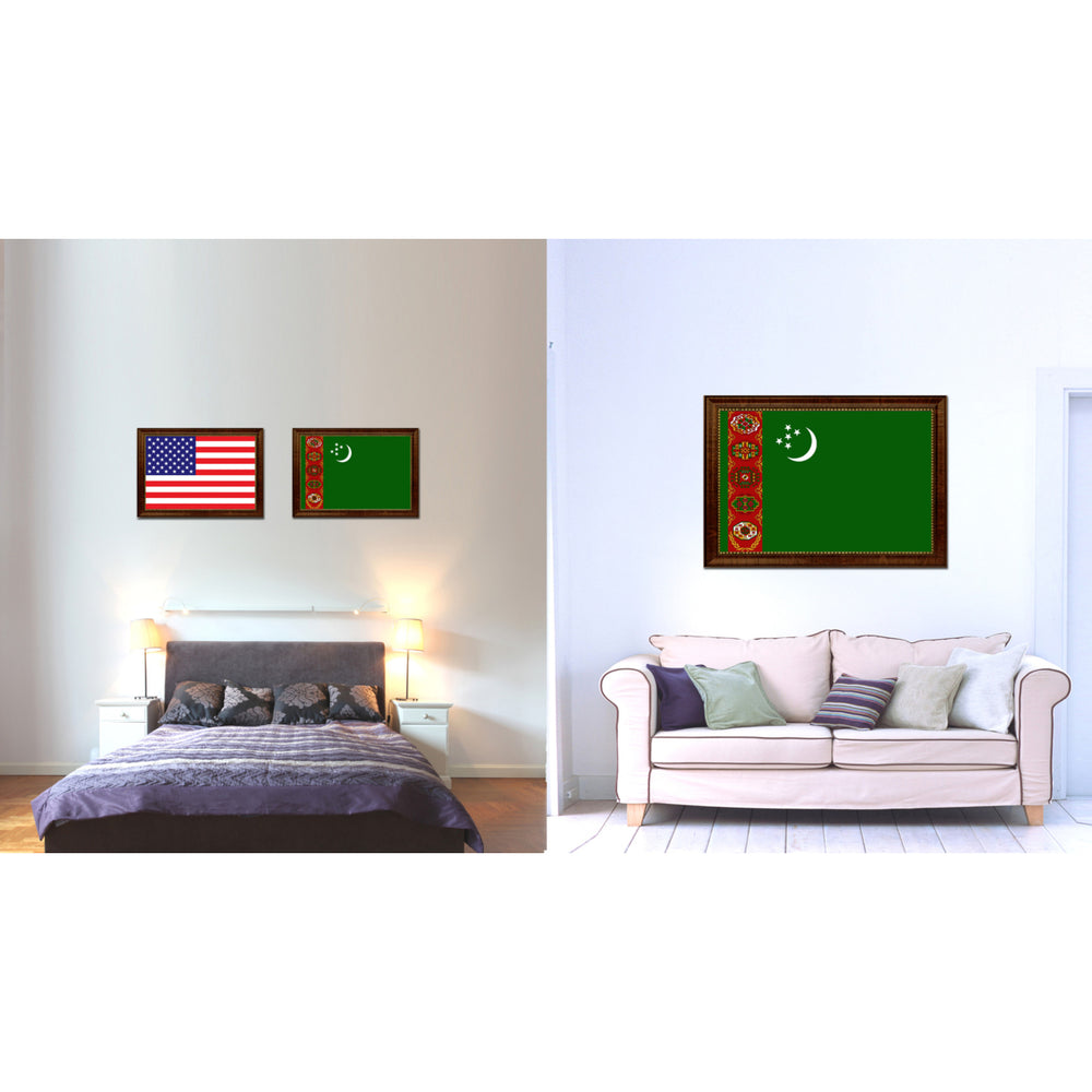 Turkmenistan Country Flag Canvas Print with Picture Frame  Gifts Wall Image 2