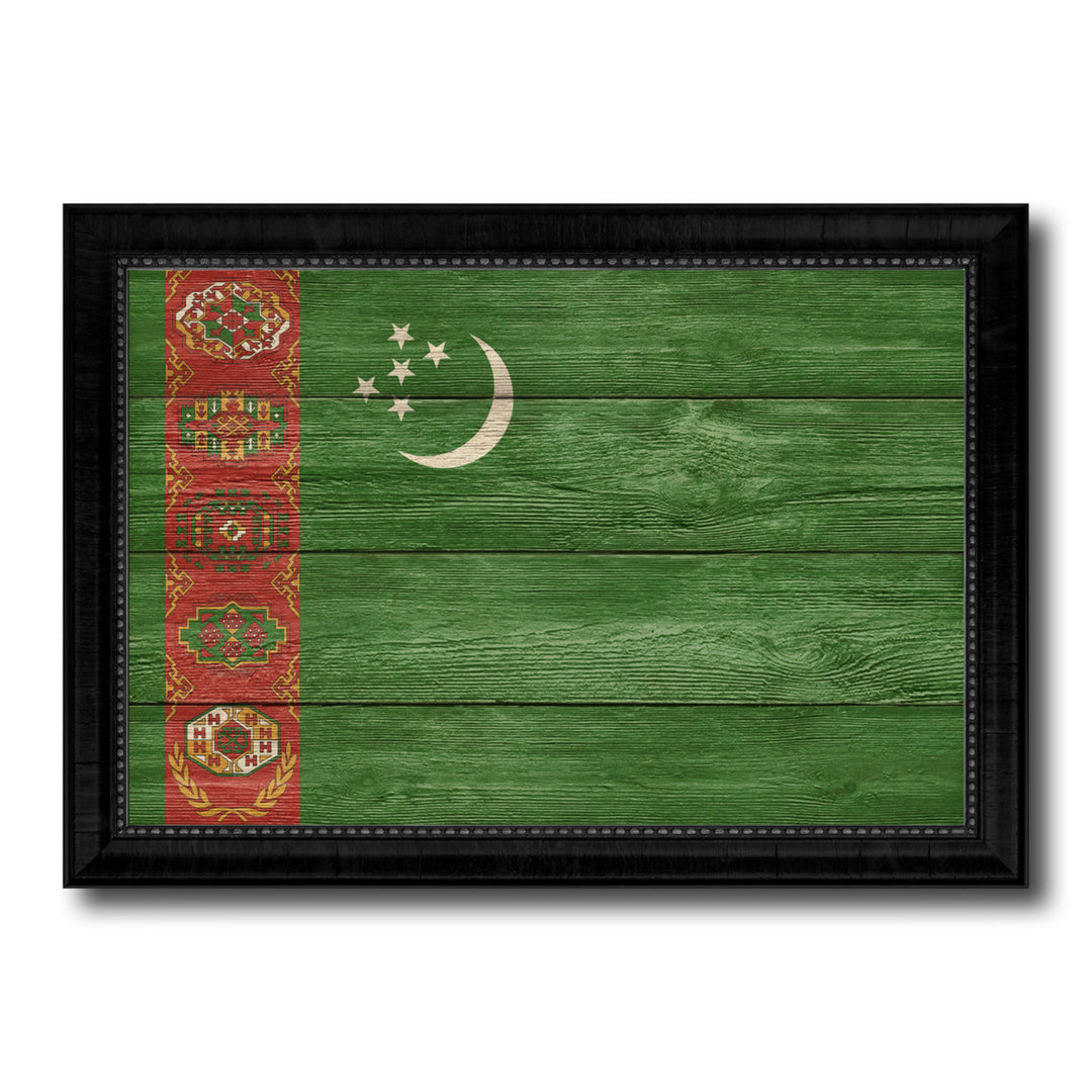 Turkmenistan Country Flag Texture Canvas Print with Custom Frame  Wall Art Gift Image 1