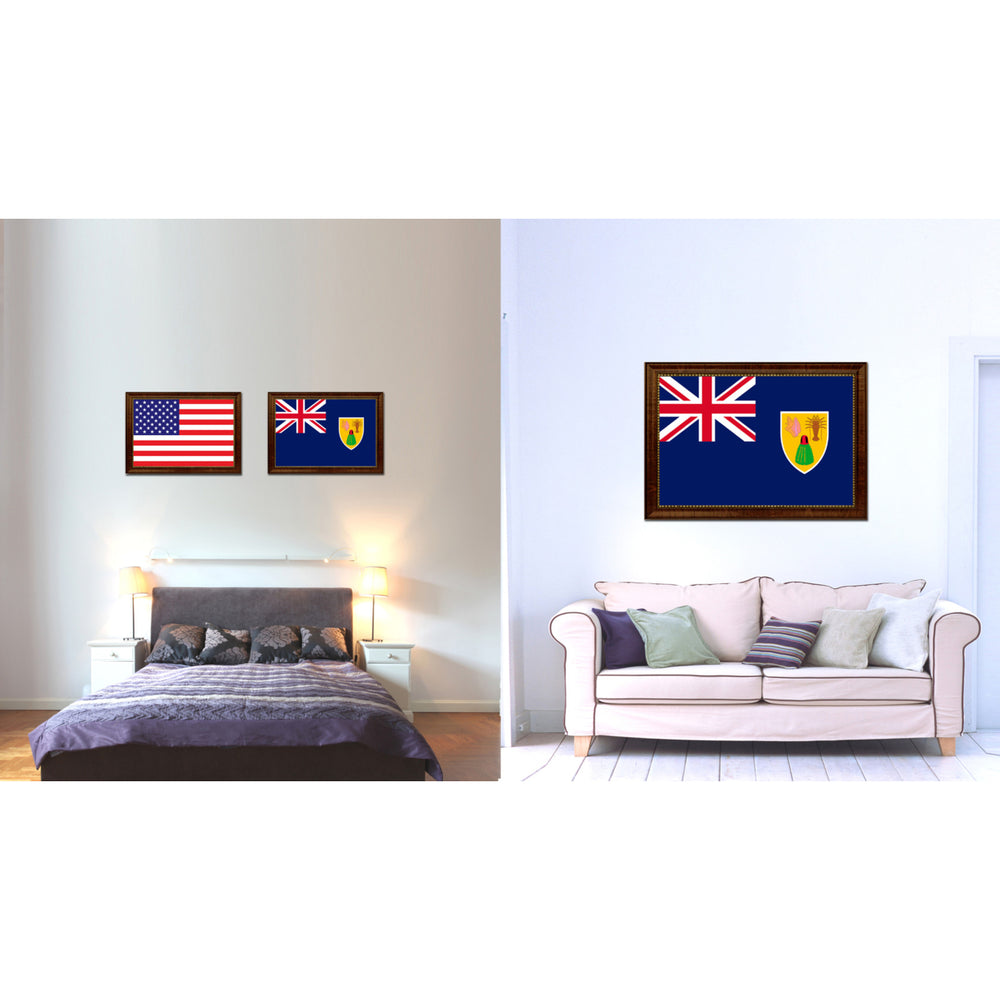 Turks and Caicos Islands Country Flag Canvas Print with Picture Frame  Gifts Wall Image 2