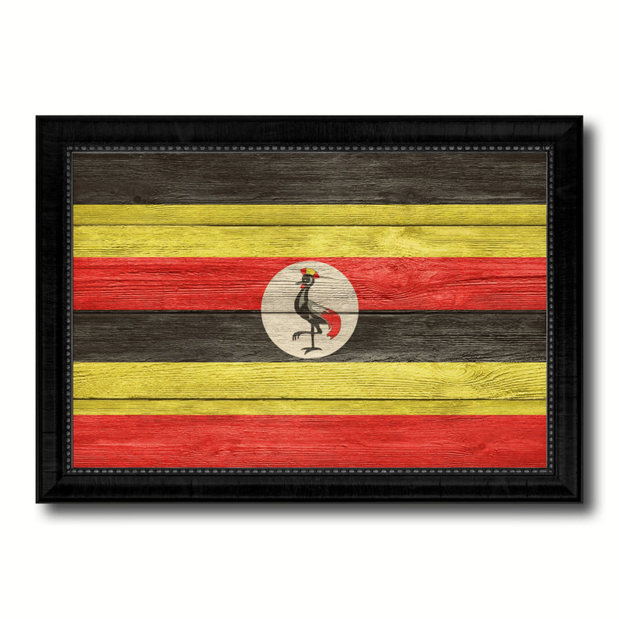 Uganda Country Flag Texture Canvas Print with Picture Frame  Wall Art Gift Ideas Image 1