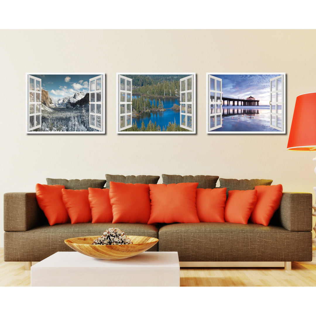 Twin Lakes Mammoth Picture 3D French Window Canvas Print  Wall Frame Image 3