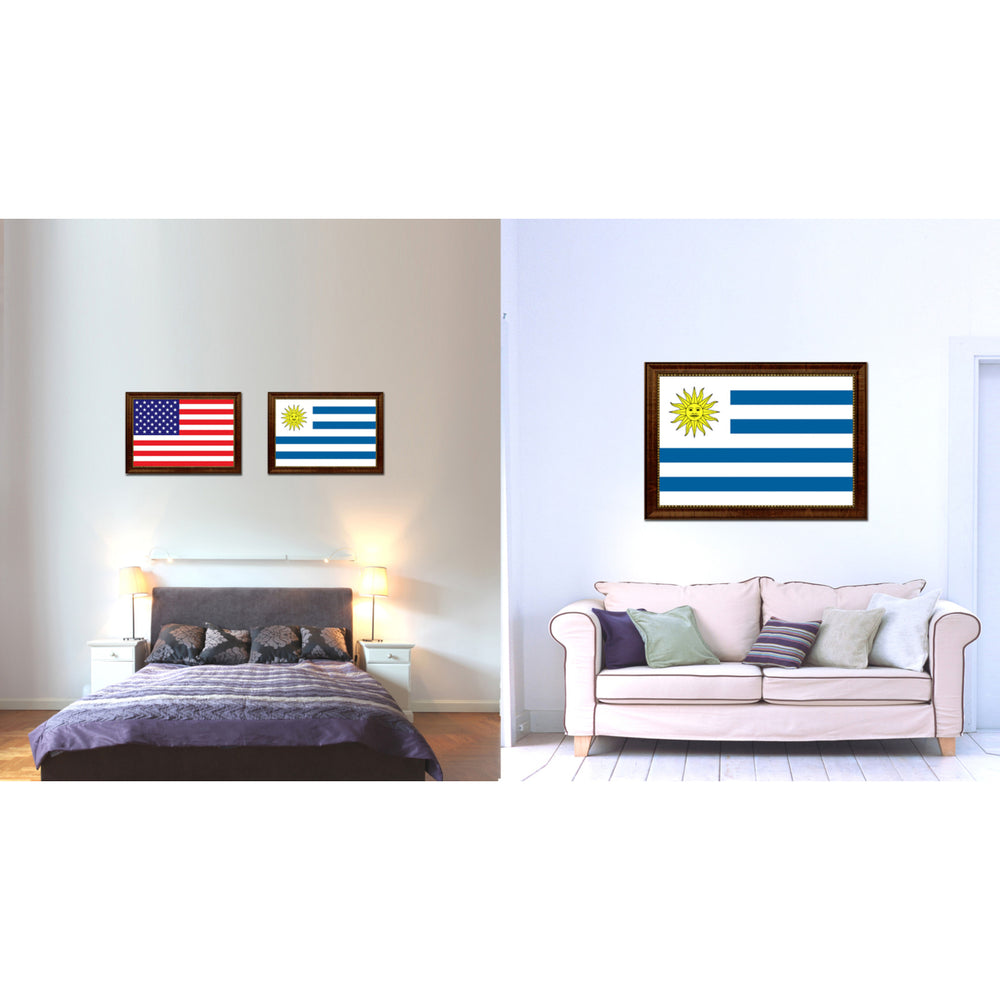 Uruguay Country Flag Canvas Print with Picture Frame  Gifts Wall Image 2