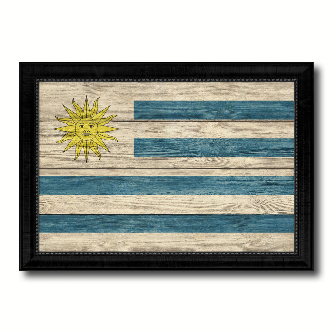Uruguay Country Flag Texture Canvas Print with Picture Frame  Wall Art Gift Ideas Image 1