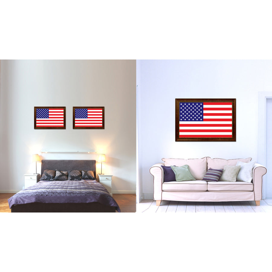 USA Country Flag Canvas Print with Picture Frame  Gifts Wall Image 1