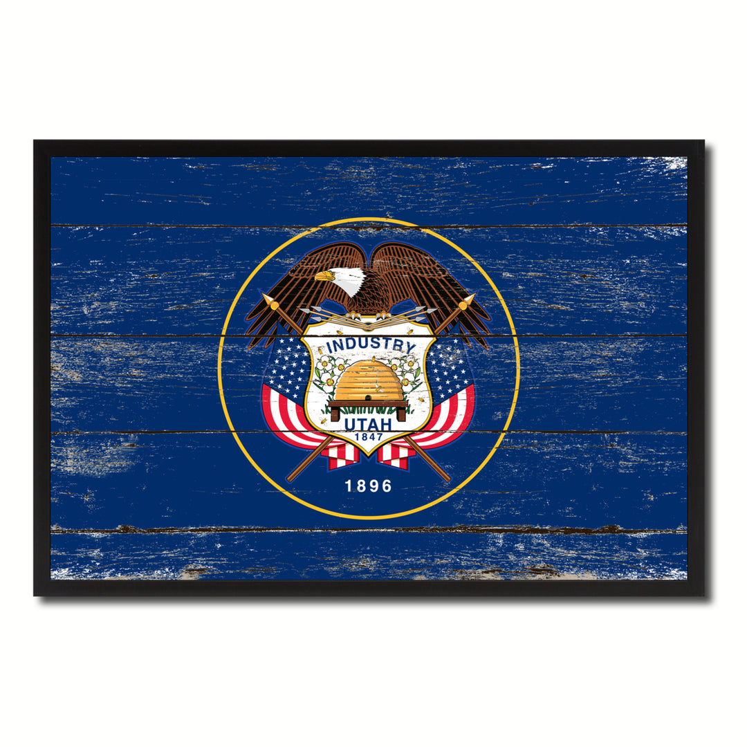 Utah Flag Canvas Print with Picture Frame Gift Ideas  Wall Art Decoration Image 1