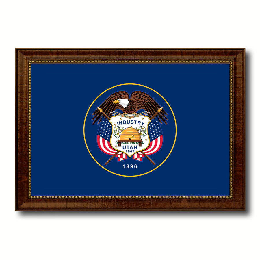 Utah State Flag Canvas Print with Picture Frame  Wall Art Gift Image 1