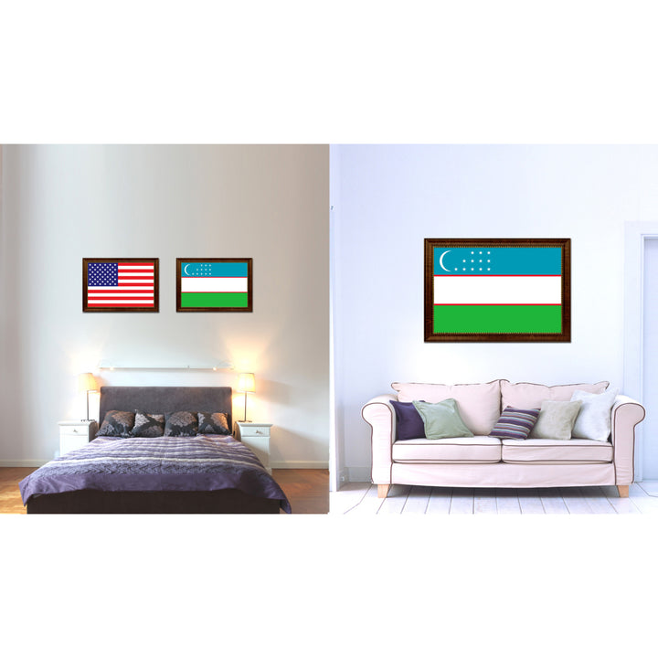 Uzbekistan Country Flag Canvas Print with Picture Frame  Gifts Wall Image 2