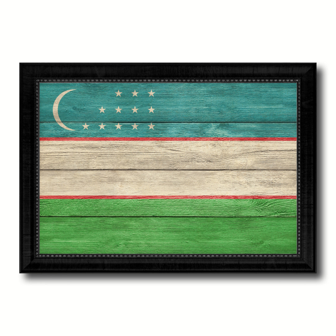 Uzbekistan Country Flag Texture Canvas Print with Picture Frame  Wall Art Gift Ideas Image 1