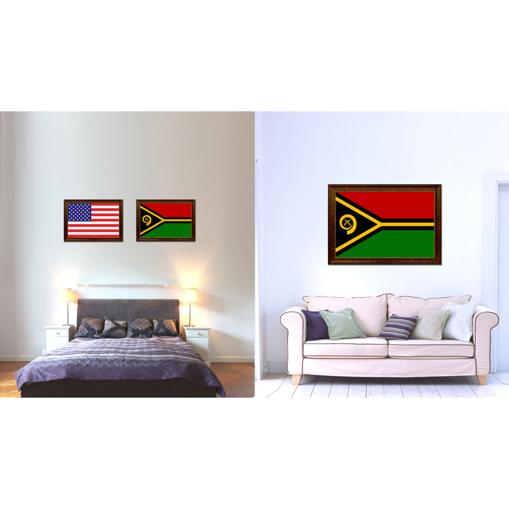 Vanuatu Country Flag Canvas Print with Picture Frame  Gifts Wall Image 2