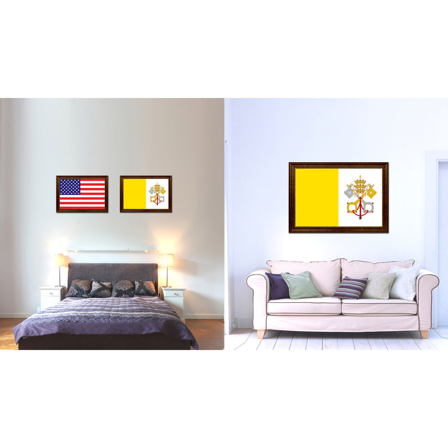 Vatican City Country Flag Canvas Print with Picture Frame  Gifts Wall Image 1