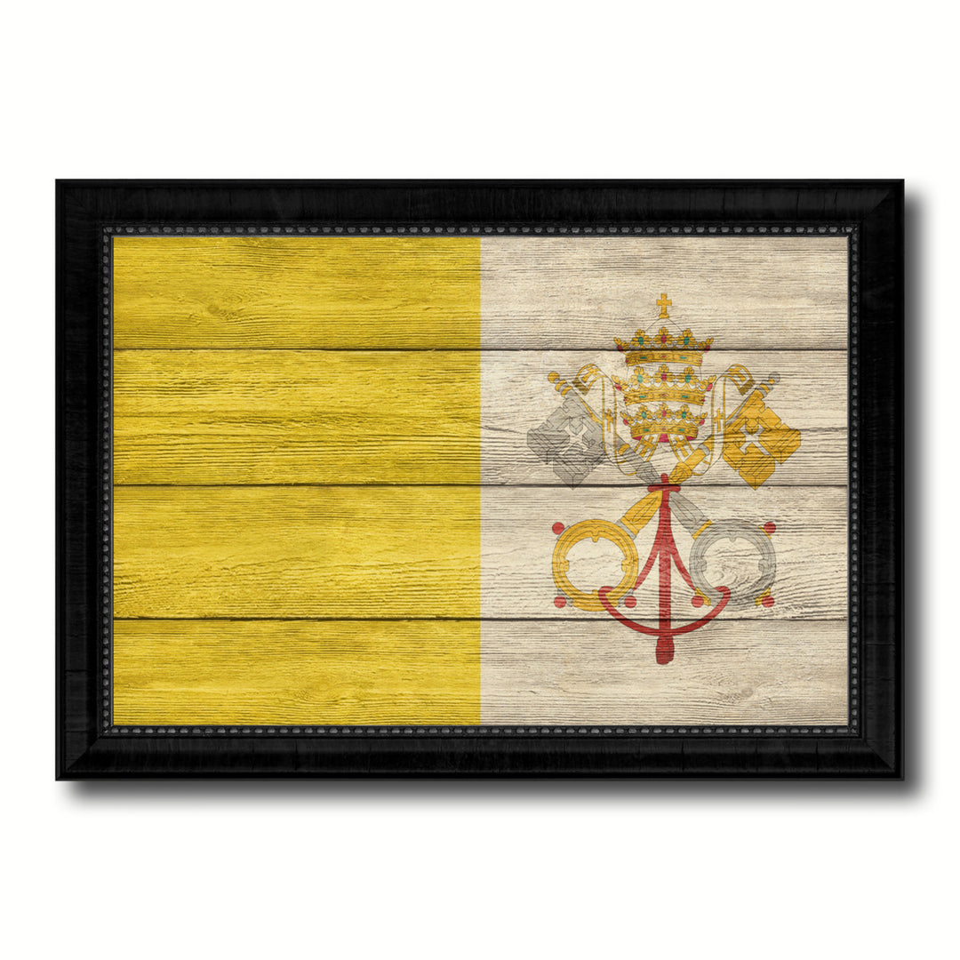Vatican City Country Flag Texture Canvas Print with Picture Frame  Wall Art Gift Ideas Image 1