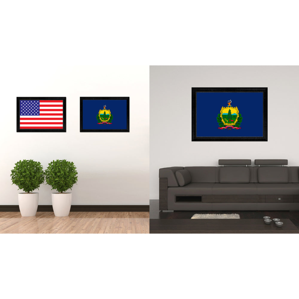 Vermont State Flag Canvas Print with Picture Frame Gift Ideas  Wall Art Decoration Image 2