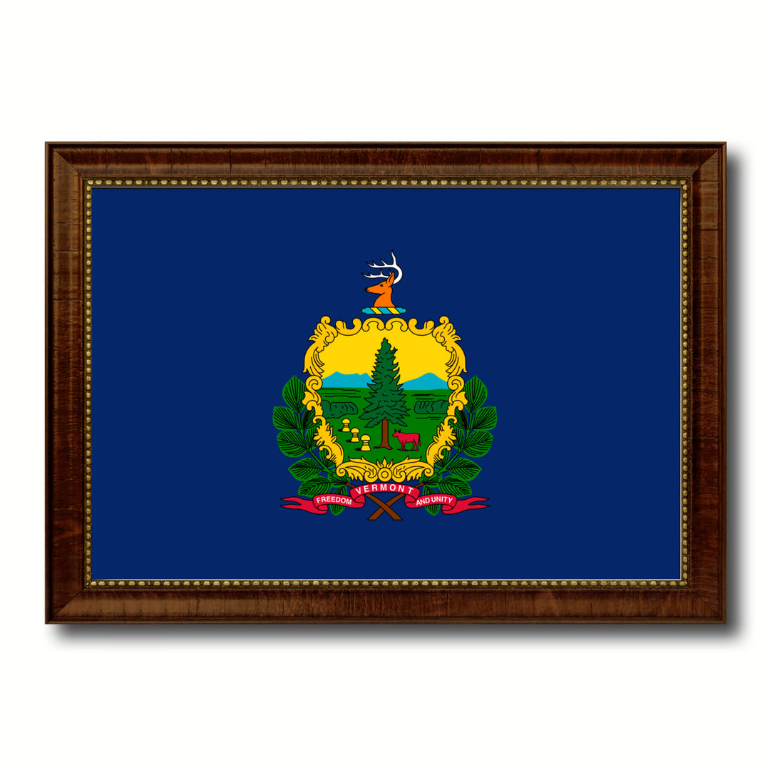 Vermont State Flag Canvas Print with Picture Frame  Wall Art Gift Image 1
