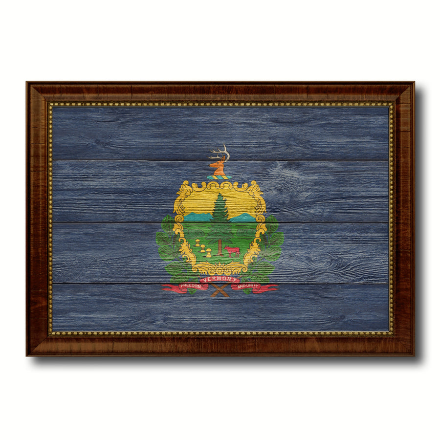 Vermont Texture Flag Canvas Print with Picture Frame Gift Ideas  Wall Art Decoration Image 1
