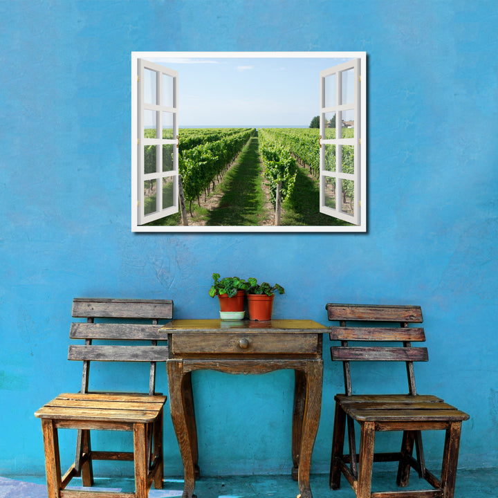 Vineyard Niagara Region Picture 3D French Window Canvas Print  Wall Frame Image 2