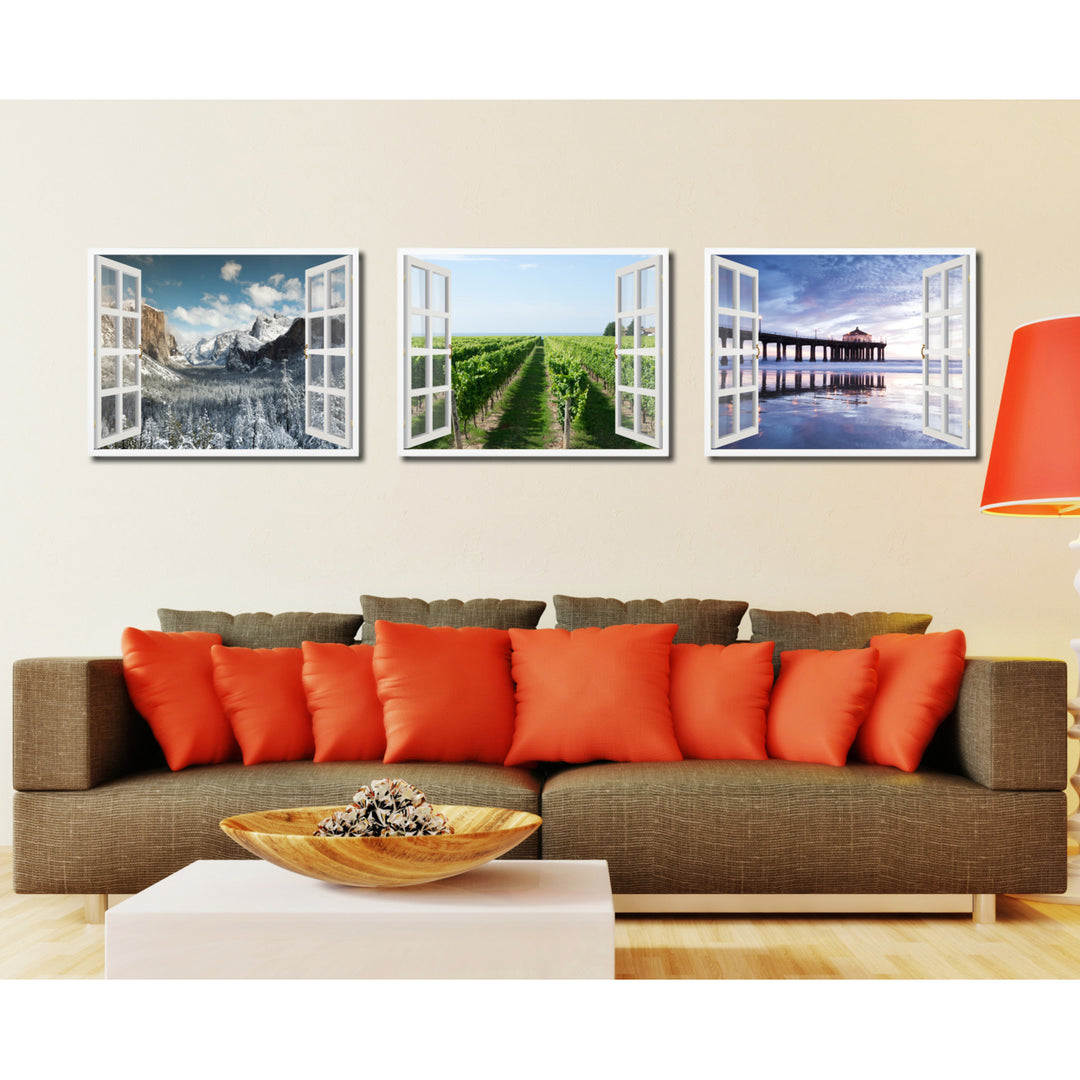 Vineyard Niagara Region Picture 3D French Window Canvas Print  Wall Frame Image 3