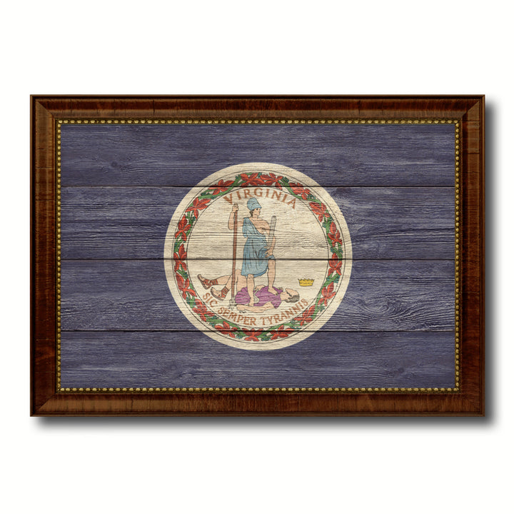Virginia Texture Flag Canvas Print with Picture Frame Gift Ideas  Wall Art Decoration Image 1