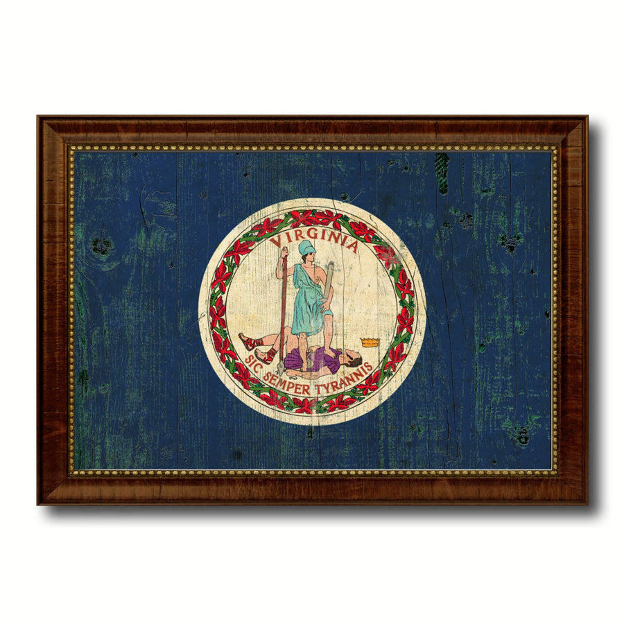 Virginia Vintage Flag Canvas Print with Picture Frame Gift Ideas  Wall Art Decoration Image 1