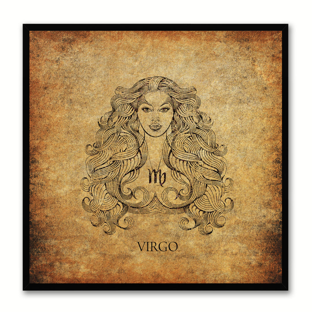 Virgo Horoscope Brown Canvas Print with Black Custom Frame Image 1