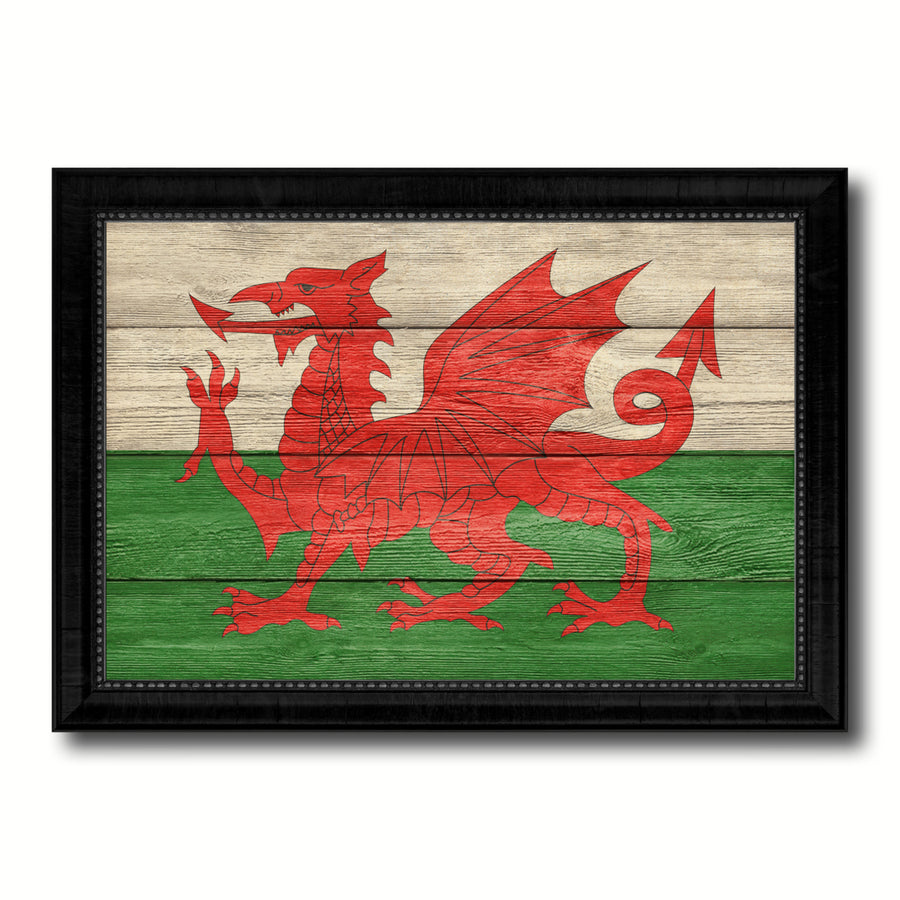 Wales Country Flag Texture Canvas Print with Picture Frame  Wall Art Gift Ideas Image 1