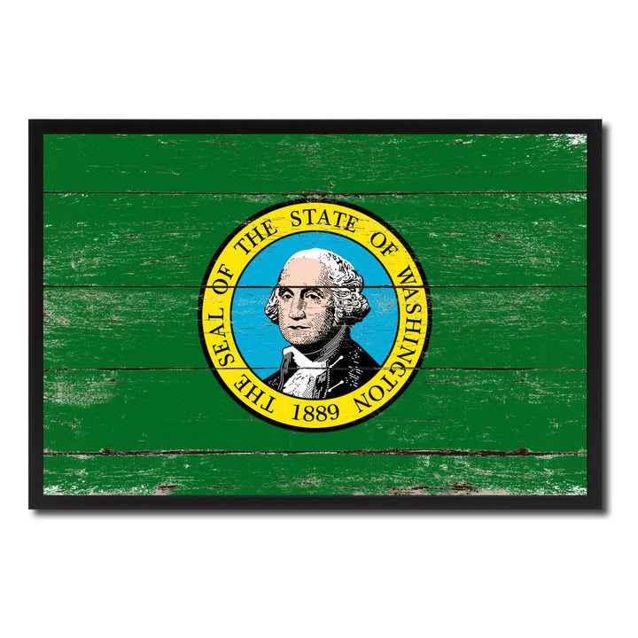Washington Flag Canvas Print with Picture Frame Gift Ideas  Wall Art Decoration Image 1
