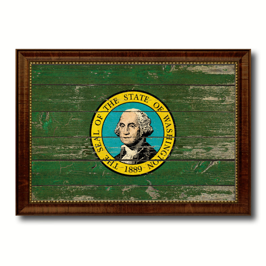Washington Vintage Flag Canvas Print with Picture Frame Gift Ideas  Wall Art Decoration Image 1