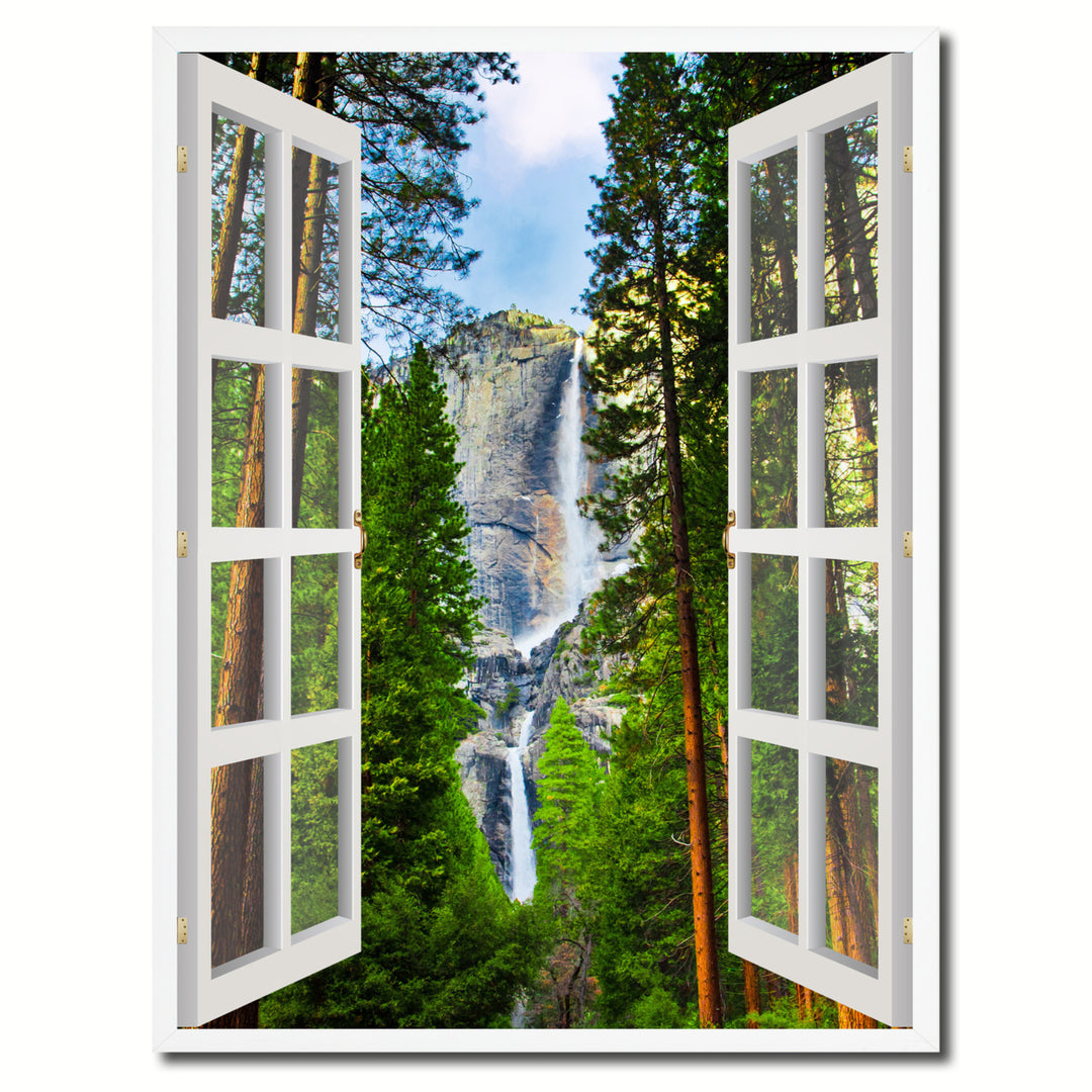 Waterfalls Yosemite Picture 3D French Window Canvas Print Gifts  Wall Frame Image 1