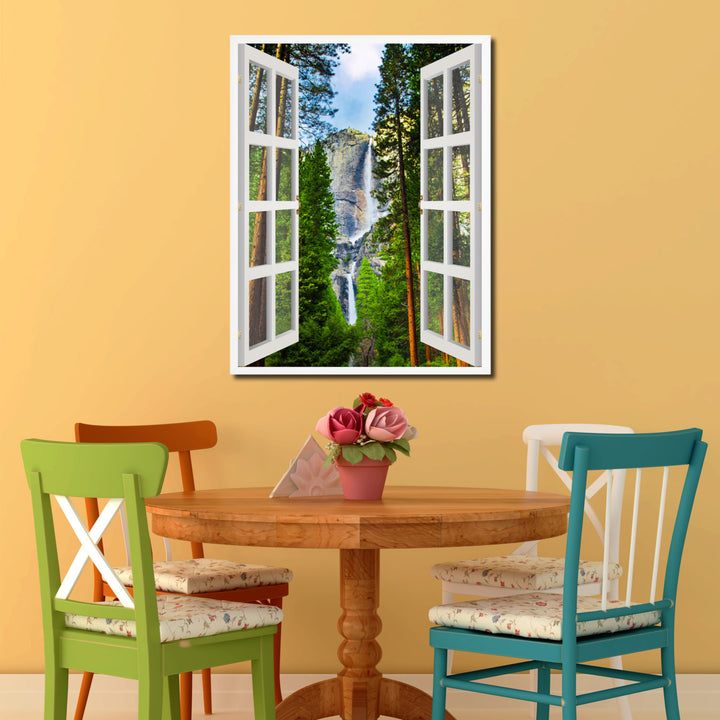 Waterfalls Yosemite Picture 3D French Window Canvas Print Gifts  Wall Frame Image 2