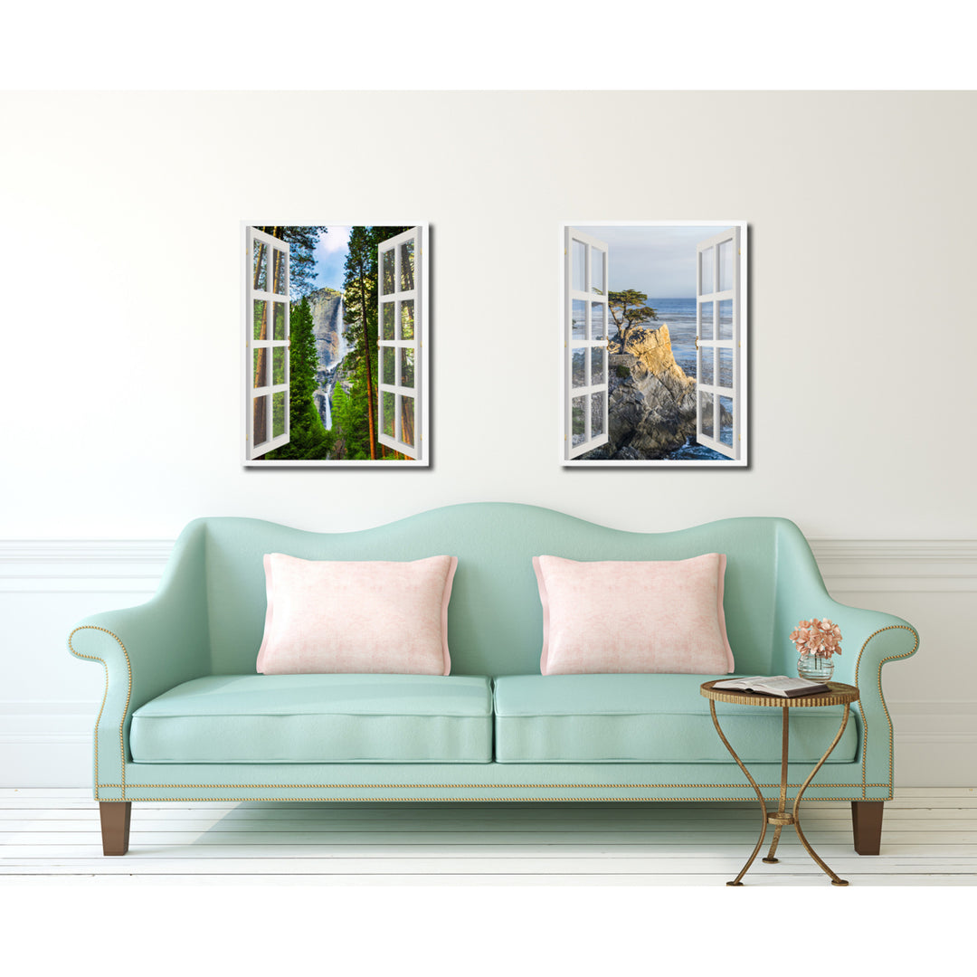 Waterfalls Yosemite Picture 3D French Window Canvas Print Gifts  Wall Frame Image 3
