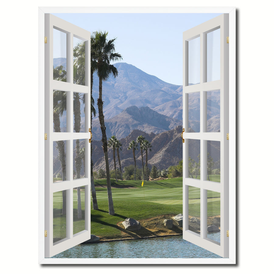 West Golf Course Palm Springs Picture 3D French Window Canvas Print Gifts  Wall Frame Image 1