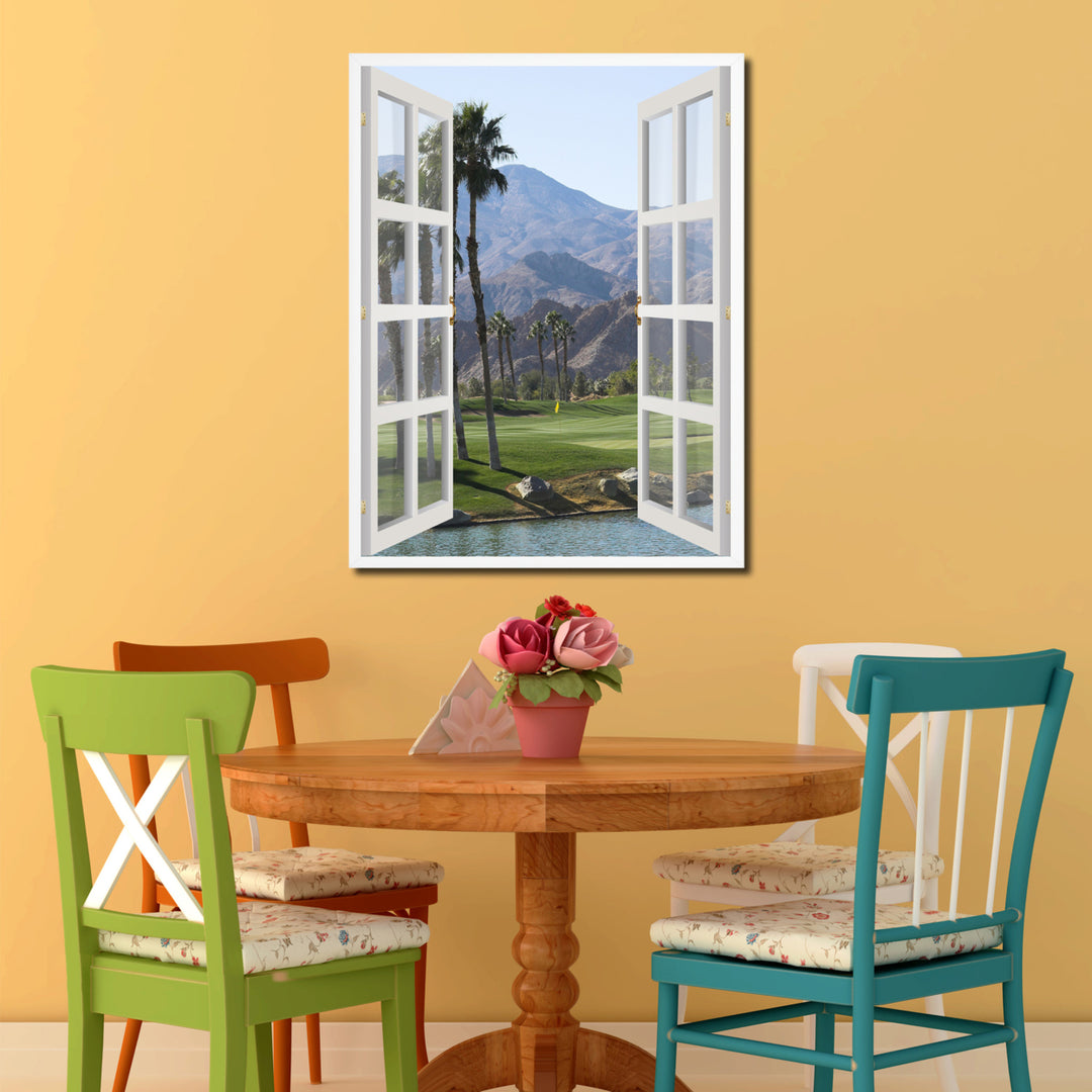 West Golf Course Palm Springs Picture 3D French Window Canvas Print Gifts  Wall Frame Image 2