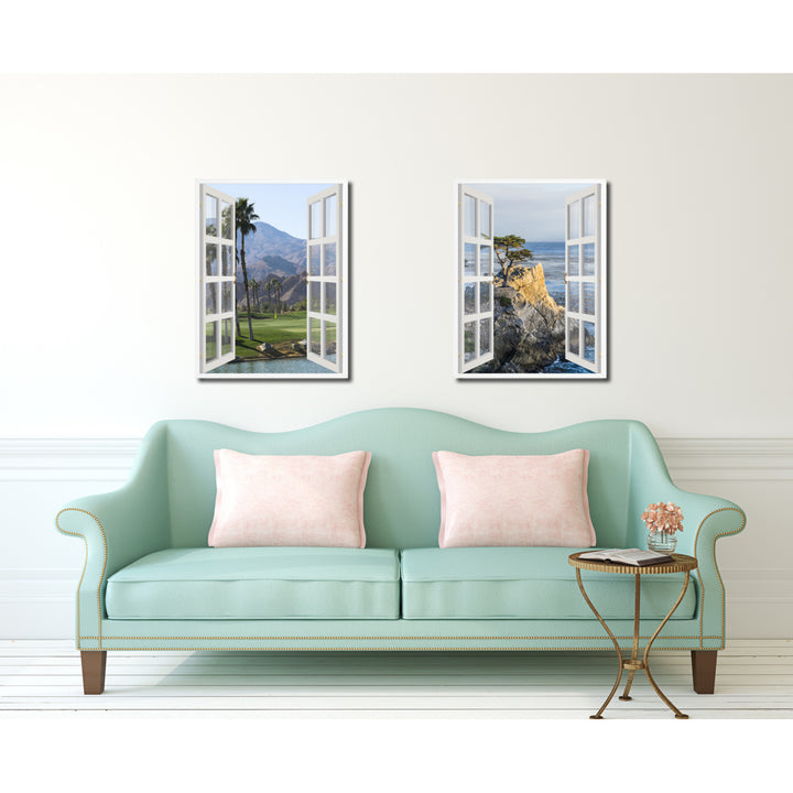 West Golf Course Palm Springs Picture 3D French Window Canvas Print Gifts  Wall Frame Image 3