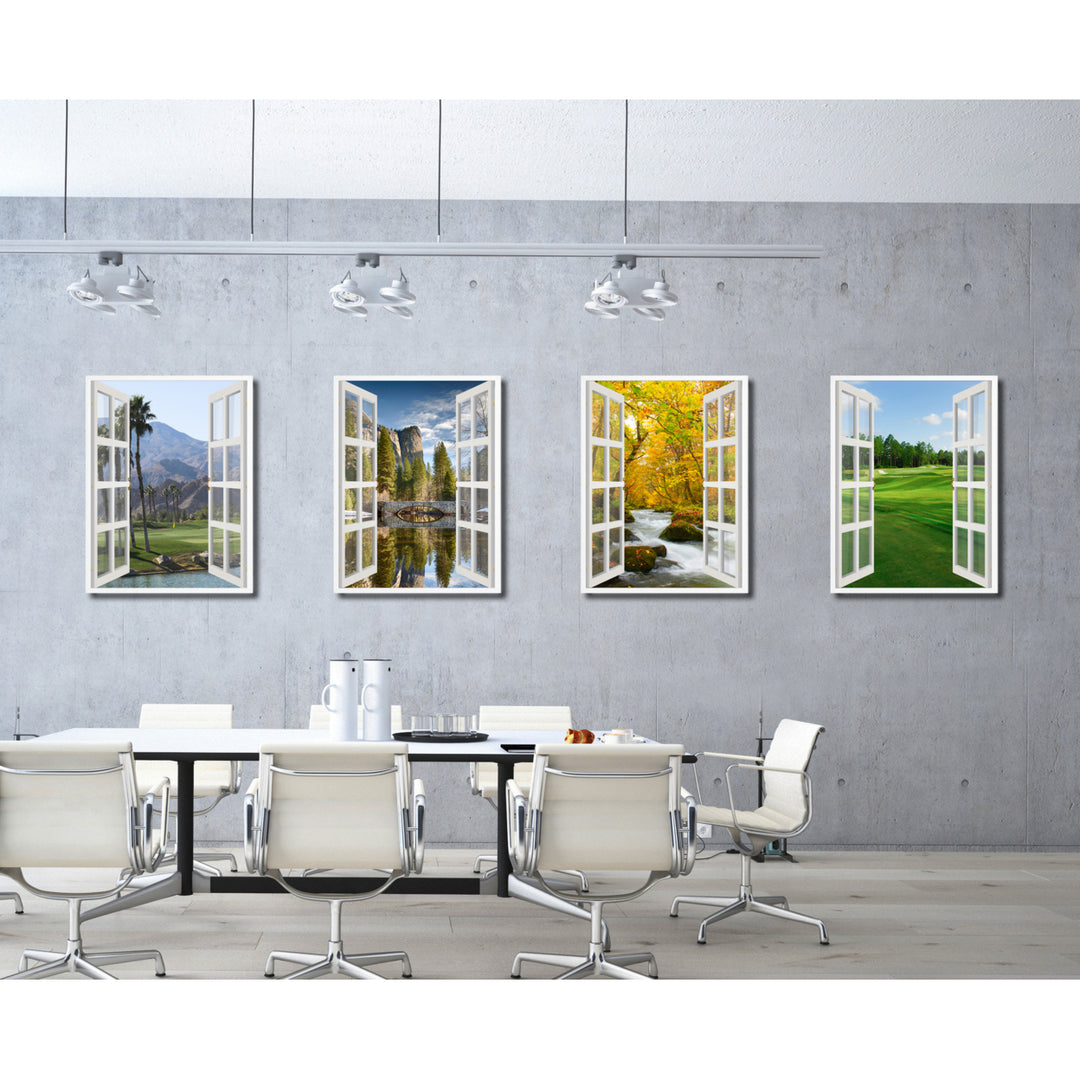 West Golf Course Palm Springs Picture 3D French Window Canvas Print Gifts  Wall Frame Image 4