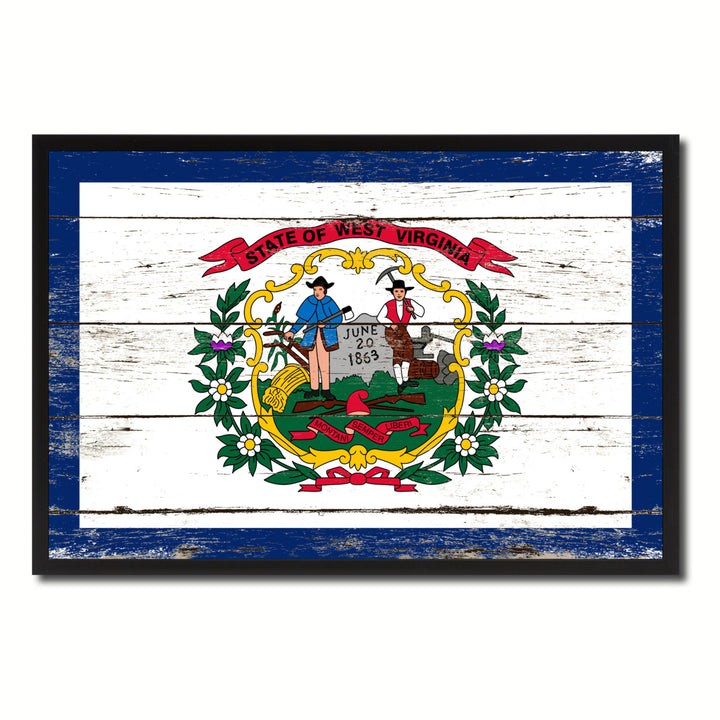 West Virginia Flag Canvas Print with Picture Frame Gift Ideas  Wall Art Decoration Image 1