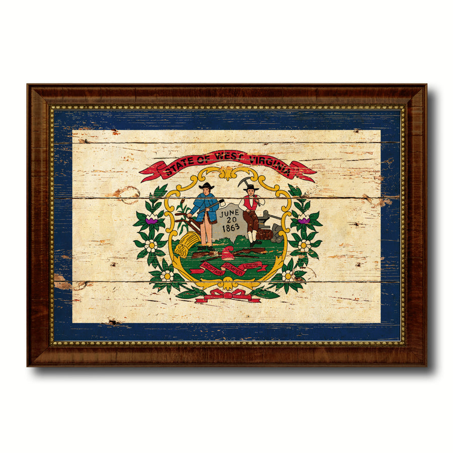 West Virginia Vintage Flag Canvas Print with Picture Frame Gift Ideas  Wall Art Decoration Image 1
