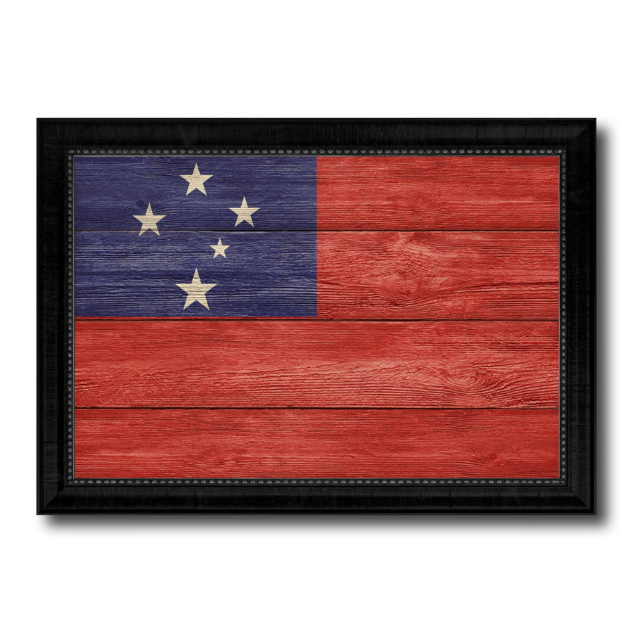 Western Samoa Country Flag Texture Canvas Print with Picture Frame  Wall Art Gift Ideas Image 1